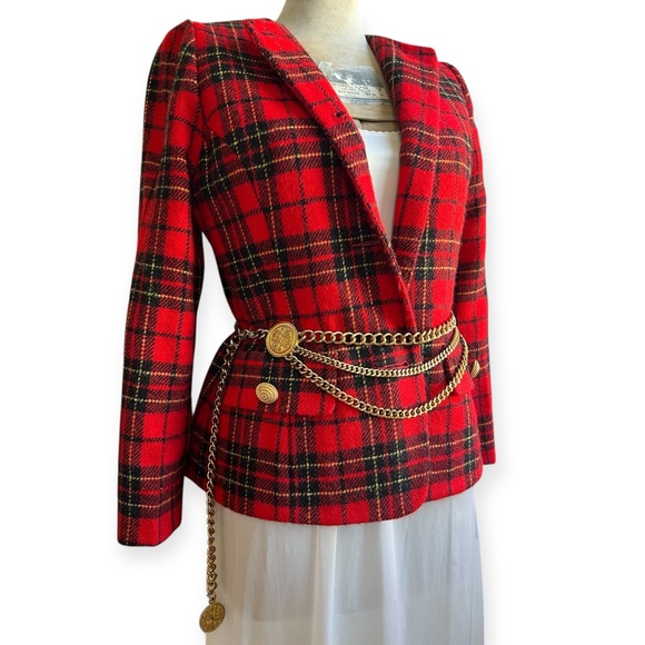 Vintage Wool Tartan Plaid Blazer Jacket Alex de Bolzan - Picture 1 of 9